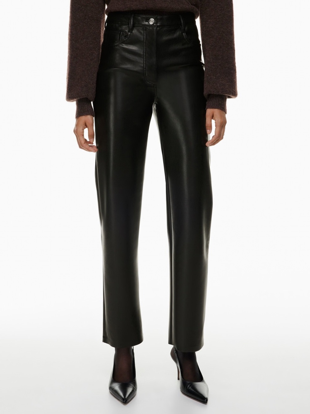 Aritzia Wilfred The Melina Pant Black Faux Leather Straight-Leg Pants